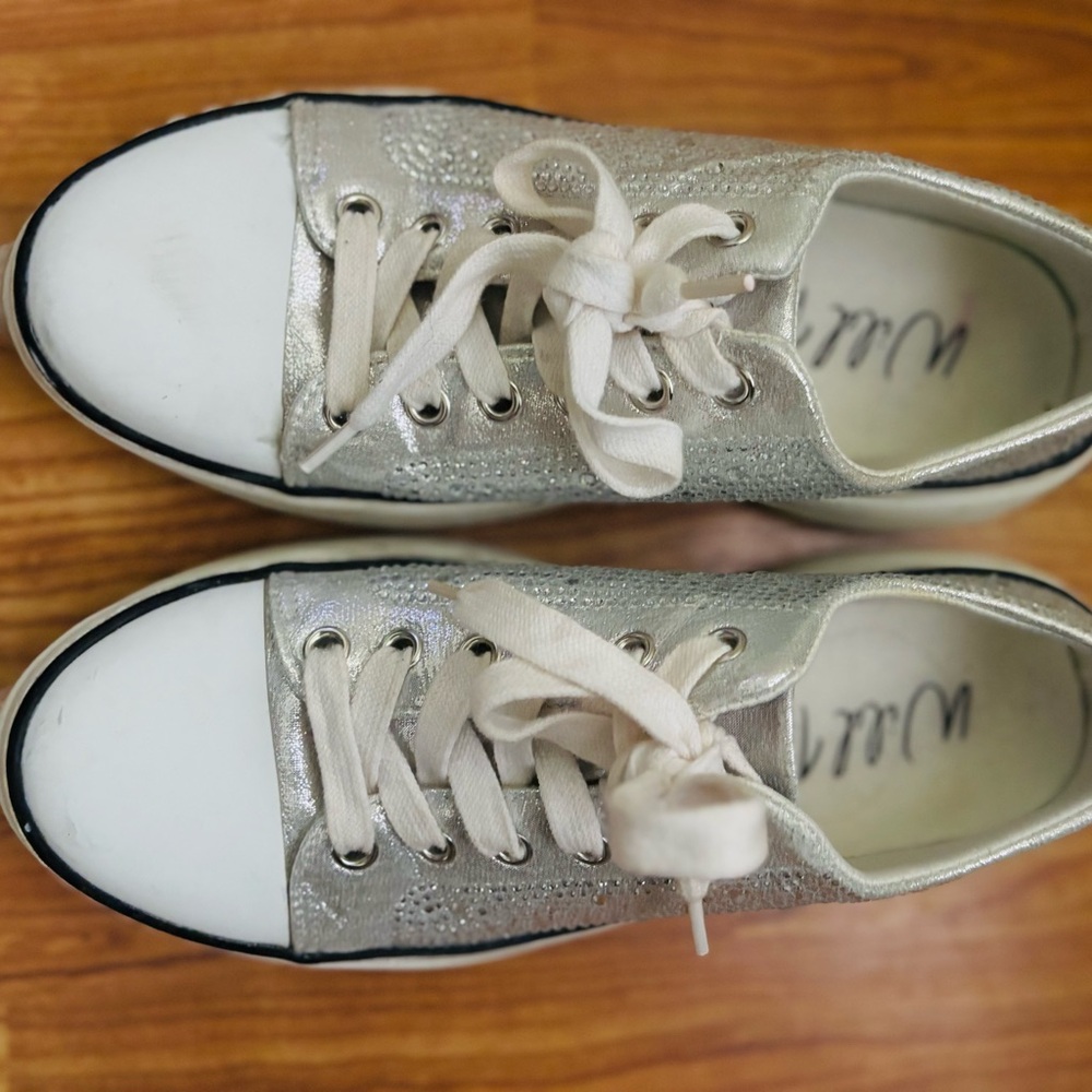 Wild Pair Silver Sneakers with White Trim